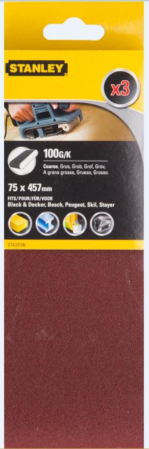 STA33106 | Pás brúsny 75x457mm P100, 3ks