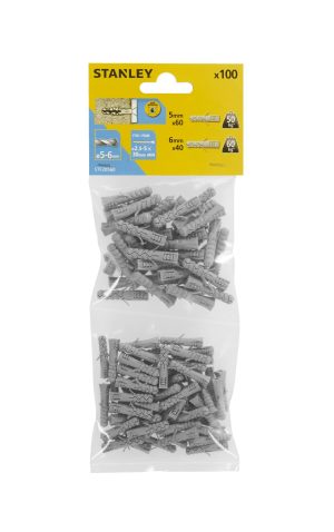 STF20560 | Mix nylonových hmoždinek 5 a 6mm, 100 ks (hmoždinky 5mm 60ks