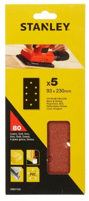 STA31153 | Papier brúsny dierovaný 93x230mm P80, 5ks, pre B+D, AEG