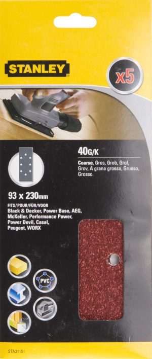 STA31151 | Papier brúsny dierovaný 93×230mm, P40, 5ks