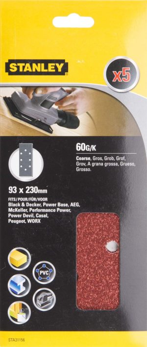 STA31156 | Papier brúsny dierovaný 93×230mm, P60, 5ks