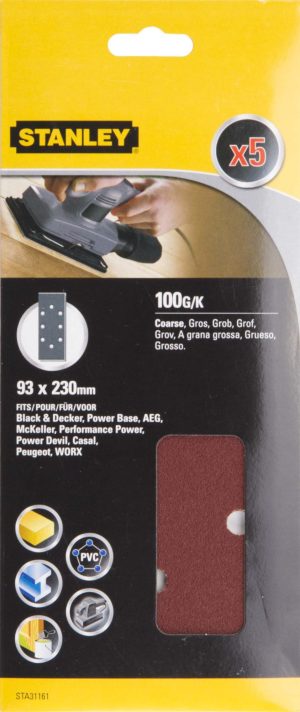 STA31161 | Papier brúsny dierovaný 93×230mm, P100, 5ks