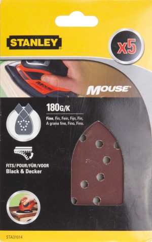 STA31014 | Papier brúsny dierovaný Mouse P180, suchý zips, 5ks, pre B+D