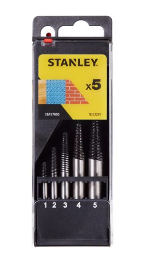 STA57000 | Vyťahovač zalomených skrutiek, pr.1-2-3-4-5mm, sada 5ks