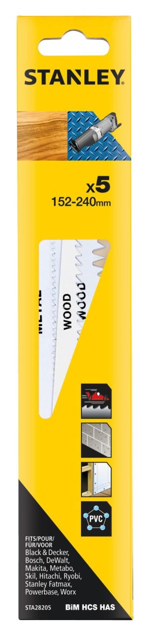 STA28205 | List pílový na mečovú pílu, BiM, HCS, HAS do dreva a kovu, dl. 152-240mm, 5ks