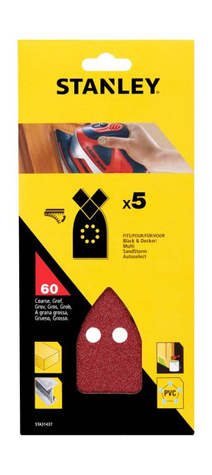 STA31437 | Papier brúsny na multibrusku žehlič. tvar dierov., P60, 5ks, suchý zips, pre B+D