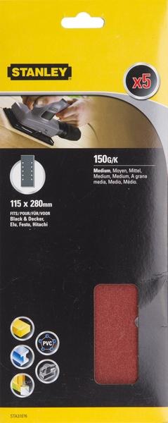 STA31076 | Papier brúsny dierovaný 115x280mm P150, 5ks, pre B+D, Hitachi,