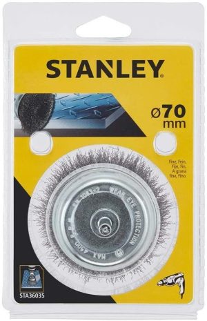 STA36035 | Kefa do vŕtačky, oceľová vlnitá hrnčeková, stopka pr.8mm, jemný,  pr.75mm