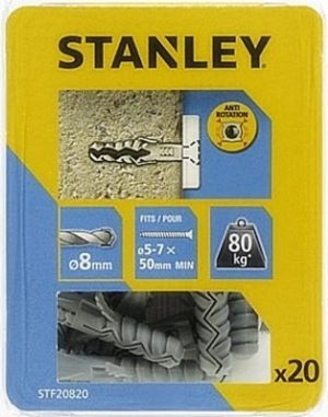 STF20820 | Nylonové hmoždinky 8x40mm, pro vruty 5-7x50mm, nosnost 80kg,