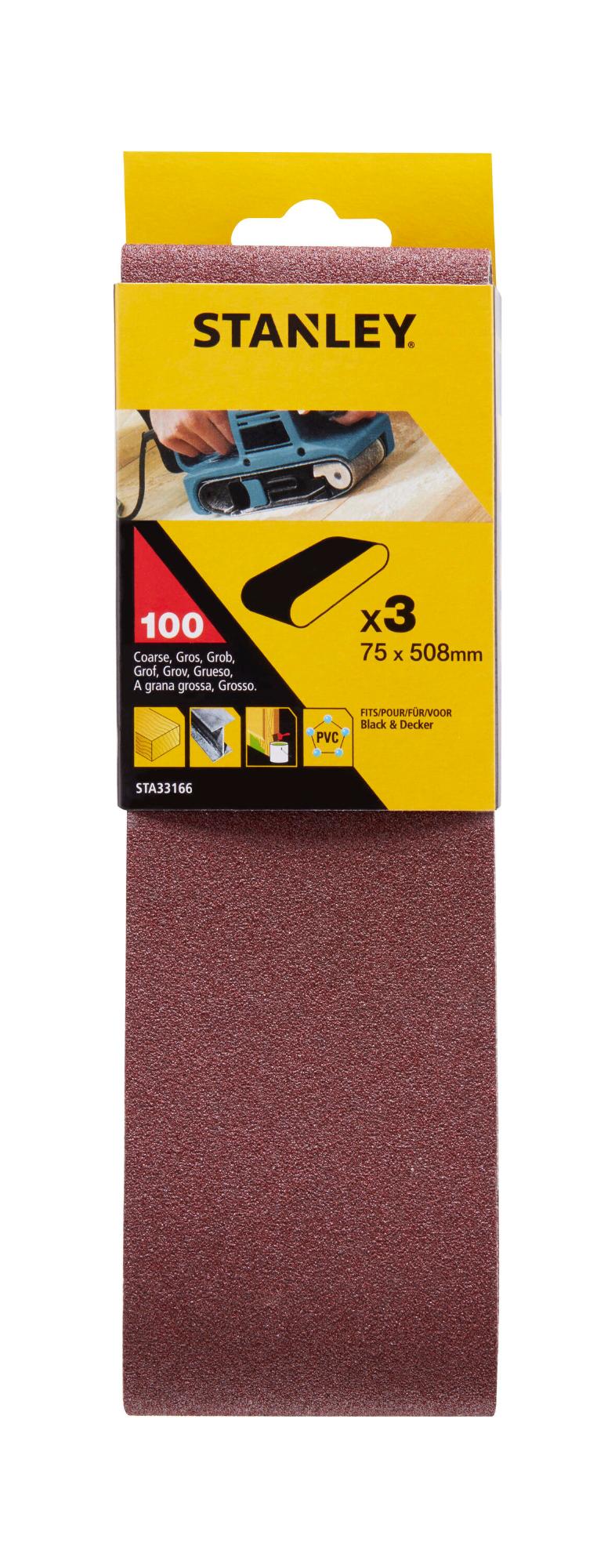 STA33166 | Pás brúsny 75x510mm P100, 3ks, pre B+D