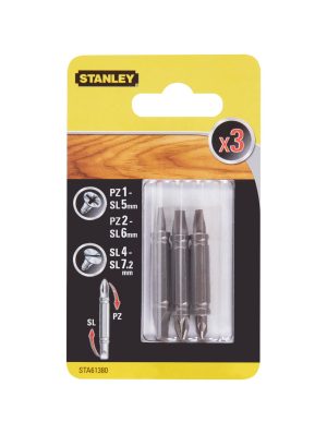STA61380 | Bit skrutkovací obojstranný, sada 3ks, PZ1-PL5, PZ2-PL6, PL4-PL7,2 x 48mm