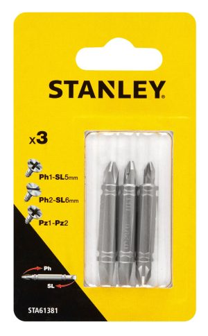 STA61381 | Bit skrutkovací obojstranný, sada 3ks, PH1-PL5, PH2-PL6, PZ1-PZ2 x 48mm