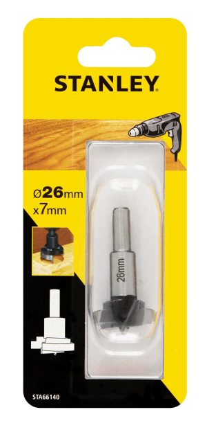 STA66140 | Fréza do dreva čelný/sukovník na vŕtanie otvorov na dverové závesy pr.25mm, dĺžka 55/7mm