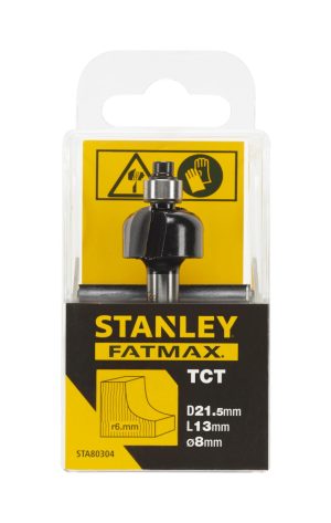 STA80304 | Fréza do dreva zaobl. vypuklá TCT/HM, R6 x pr.21,5x9,5mm, stopka pr.8mm, s vodiac. ložiskom