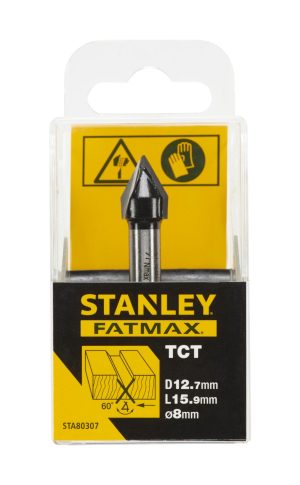 STA80307 | Fréza do dreva drážkovacia špicatá TCT/HM pr.12,7 x 15,9mm, stopka pr.8mm