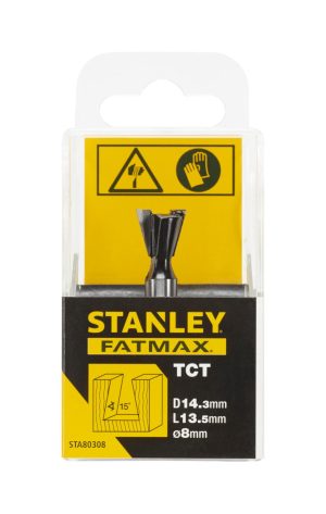 STA80308 | Fréza do dreva drážkovacia uhlová čelná TCT/HM pr.14,3 x 13,5mm, sklon 15°, stopka pr.8mm