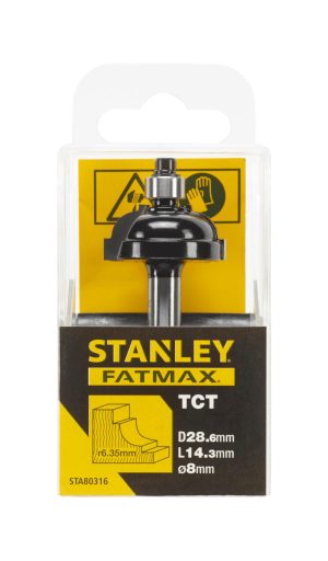 STA80316 | Fréza do dreva tvarová zaoblená TCT/HM, R6,35 pr.28,5mm, stopka pr.8mm